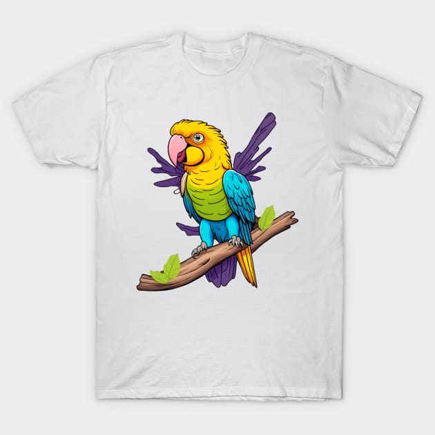 Cute happy parrot yellow, green and blue T-Shirt by Oranjade0122